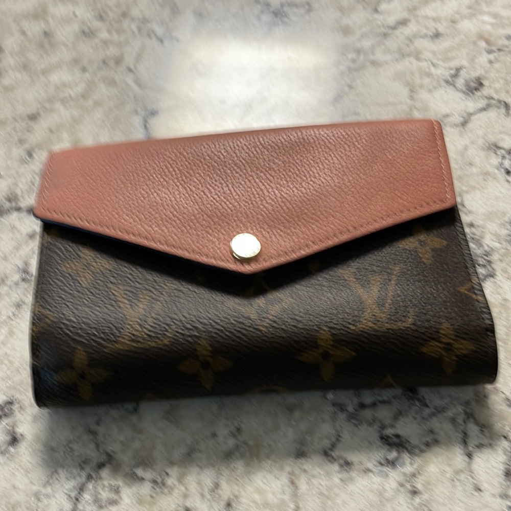 Louis Vuitton Brown Monogram Canvas and Rose Brown Leather Wallet